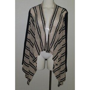 NWT Casual Express Tan Black Knit Open Front Cardigan Sweater Striped Size Large